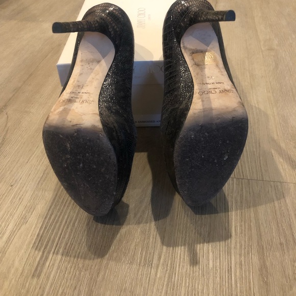 Jimmy Choo Lizard Emobssed Anthracite Platform Pumps - Picture 5 of 5